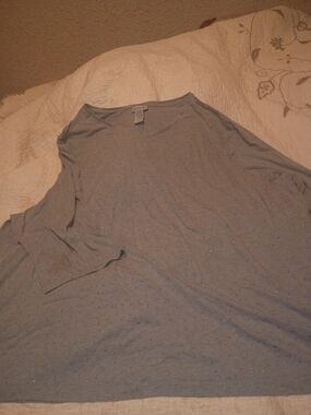 Catherines Gray Scoop Neck Half Sleeve Shirt with Subtle Sparkle